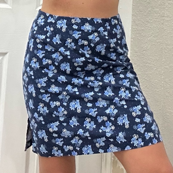 Vintage Y2k Route 66 Navy Floral Skirt - Picture 3 of 10